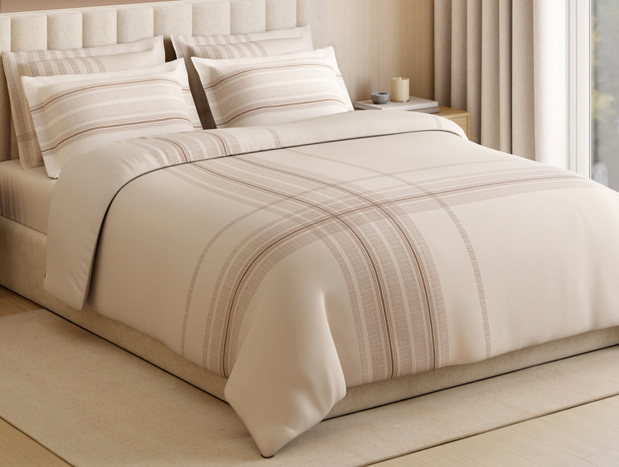 Luxury Loom Impressions 100% Egyptian Cotton Large Bedsheet, 350 TC, Geometric, Light Blush