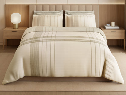 Luxury Loom Impressions 100% Egyptian Cotton Large Bedsheet, 350 TC, Geometric, Cream