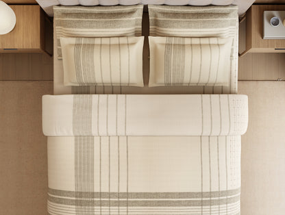 Luxury Loom Impressions 100% Egyptian Cotton Large Bedsheet, 350 TC, Geometric, Cream