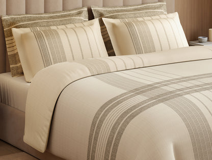 Luxury Loom Impressions 100% Egyptian Cotton Large Bedsheet, 350 TC, Geometric, Cream