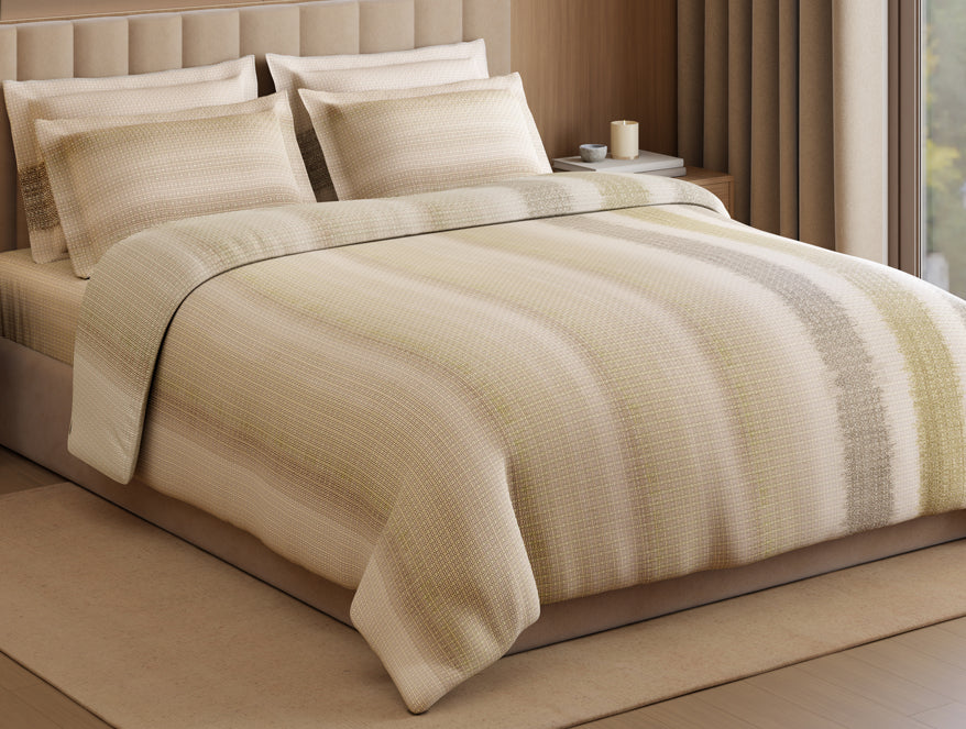 Luxury Loom Impressions 100% Egyptian Cotton Large Bedsheet, 350 TC, Geometric, Beige