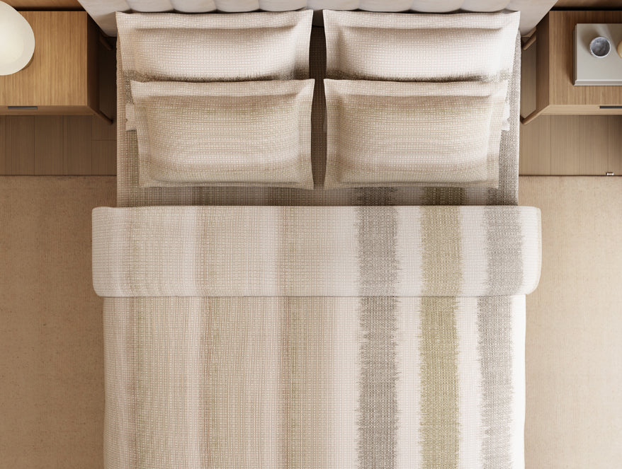 Luxury Loom Impressions 100% Egyptian Cotton Large Bedsheet, 350 TC, Geometric, Beige