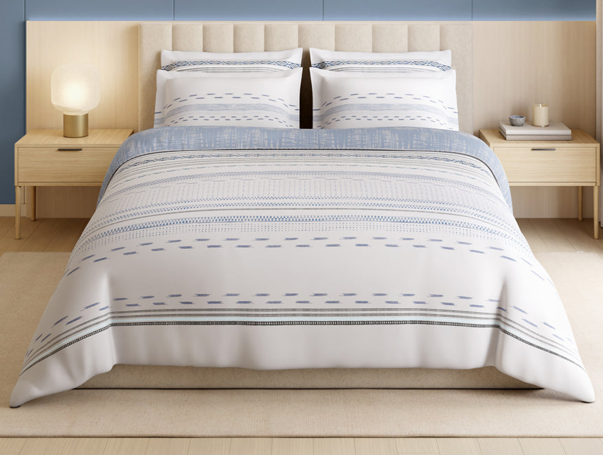 Luxury Loom Impressions 100% Egyptian Cotton Large Bedsheet, 350 TC, Geometric, Light Grey