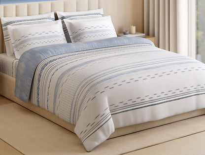 Luxury Loom Impressions 100% Egyptian Cotton Large Bedsheet, 350 TC, Geometric, Light Grey