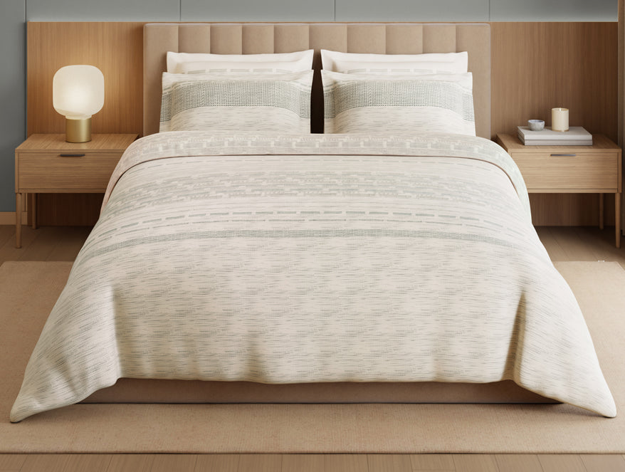 Luxury Loom Impressions 100% Egyptian Cotton Large Bedsheet, 350 TC, Geometric, Cream