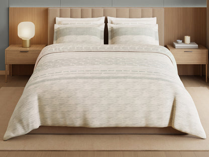 Luxury Loom Impressions 100% Egyptian Cotton Large Bedsheet, 350 TC, Geometric, Cream
