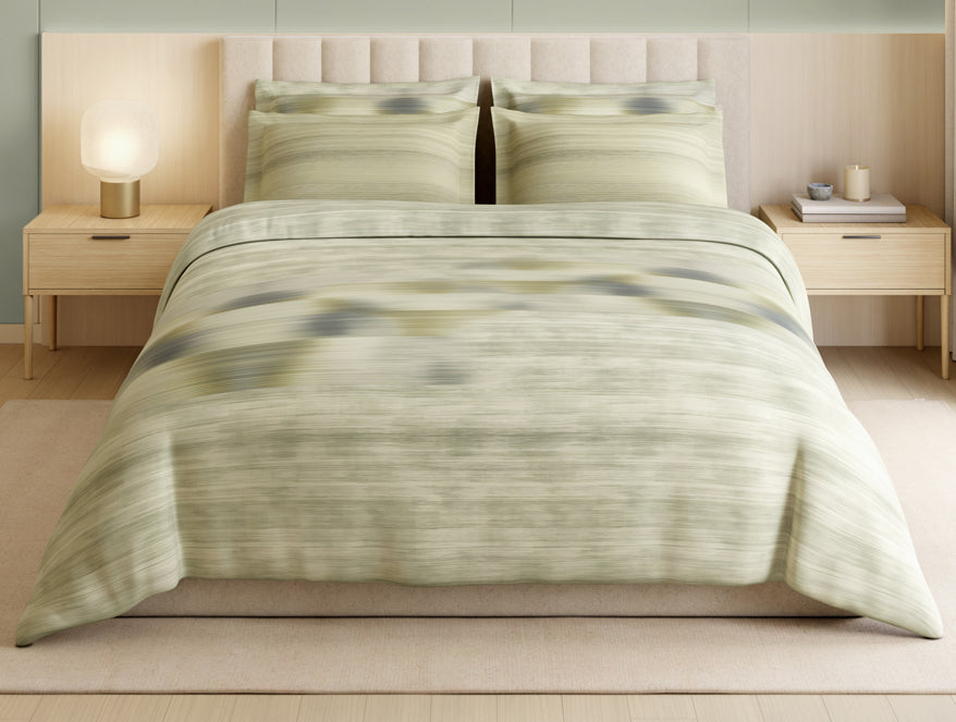 Luxury Loom Impressions 100% Egyptian Cotton Large Bedsheet, 350 TC, Geometric, Light Green