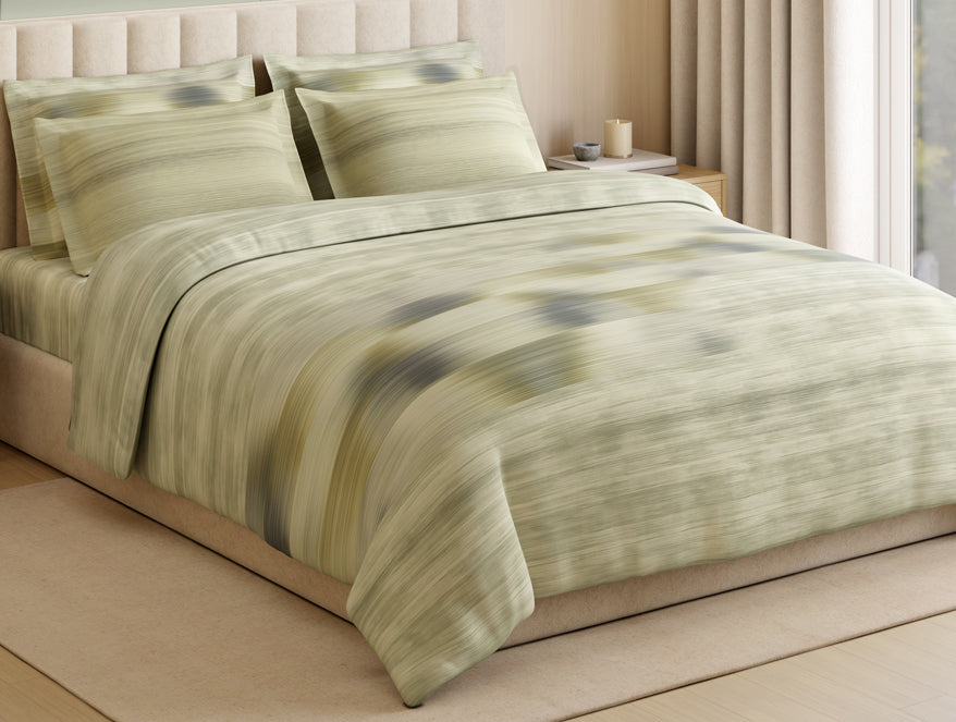 Luxury Loom Impressions 100% Egyptian Cotton Large Bedsheet, 350 TC, Geometric, Light Green