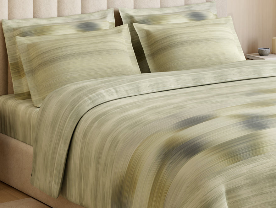 Luxury Loom Impressions 100% Egyptian Cotton Large Bedsheet, 350 TC, Geometric, Light Green