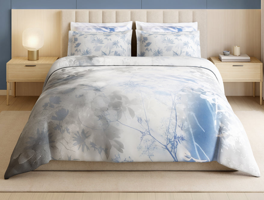 Luxury Alive 100% Cotton Large Bedsheet, 300 TC, Floral, White