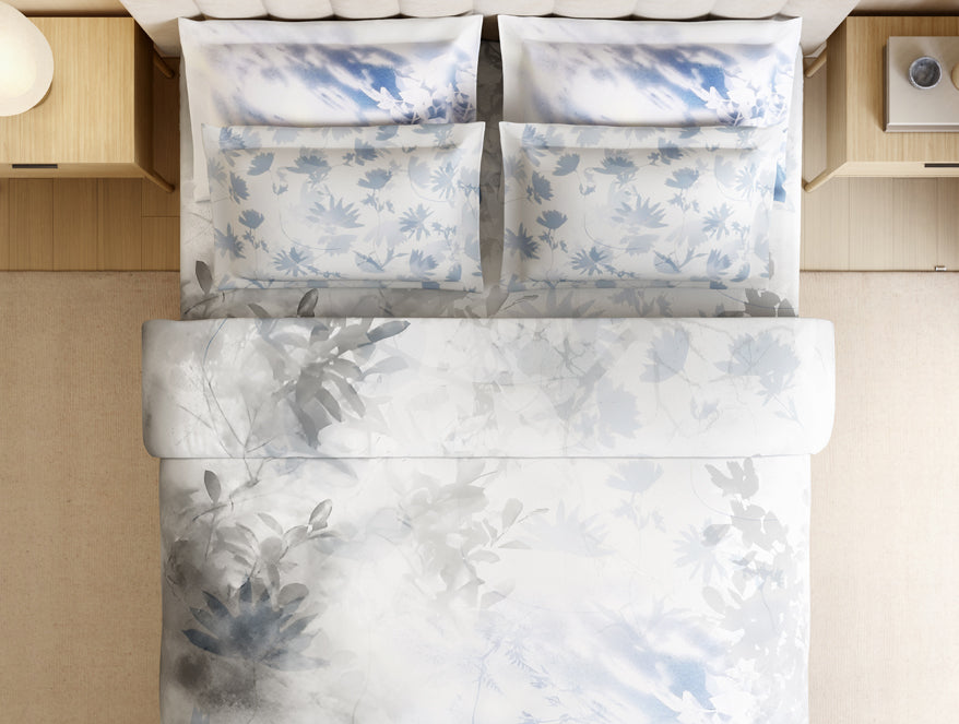 Luxury Alive 100% Cotton Large Bedsheet, 300 TC, Floral, White