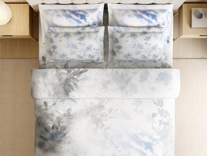 Luxury Alive 100% Cotton Large Bedsheet, 300 TC, Floral, White