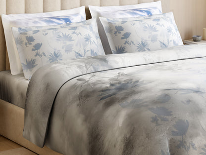 Luxury Alive 100% Cotton Large Bedsheet, 300 TC, Floral, White