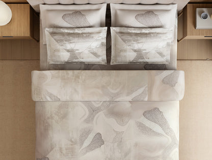 Luxury Alive 100% Cotton Large Bedsheet, 300 TC, Abstract, Cream