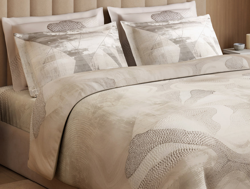 Luxury Alive 100% Cotton Large Bedsheet, 300 TC, Abstract, Cream