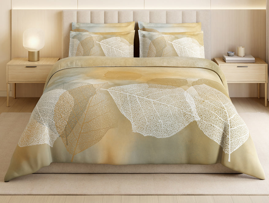 Luxury Alive 100% Cotton Large Bedsheet, 300 TC, Floral, Beige