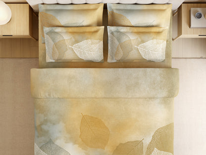 Luxury Alive 100% Cotton Large Bedsheet, 300 TC, Floral, Beige