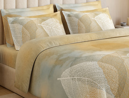 Luxury Alive 100% Cotton Large Bedsheet, 300 TC, Floral, Beige