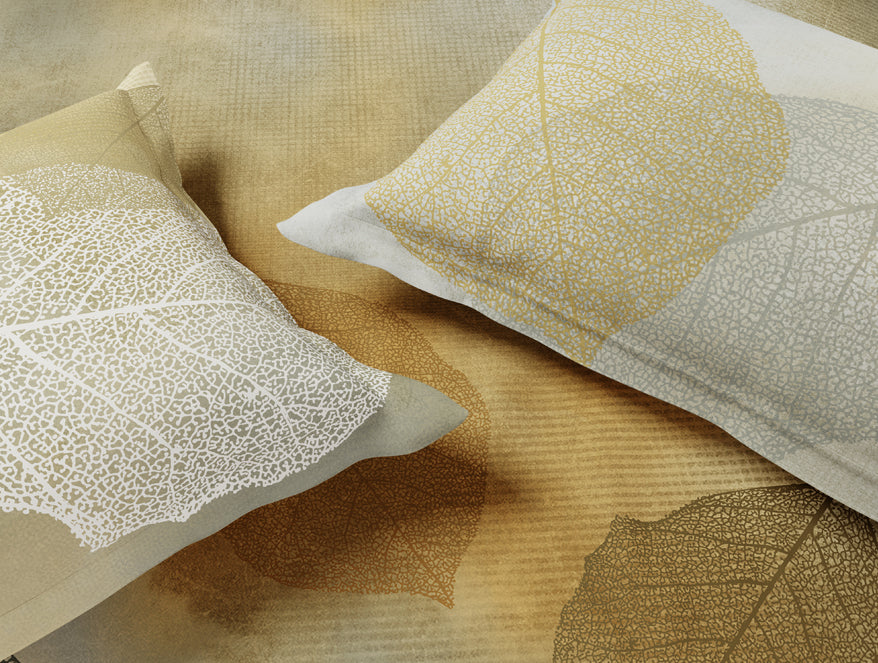 Luxury Alive 100% Cotton Large Bedsheet, 300 TC, Floral, Beige