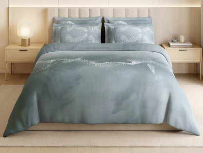 Luxury Alive 100% Cotton Large Bedsheet, 300 TC, Abstract, Light Teal
