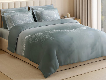 Luxury Alive 100% Cotton Large Bedsheet, 300 TC, Abstract, Light Teal