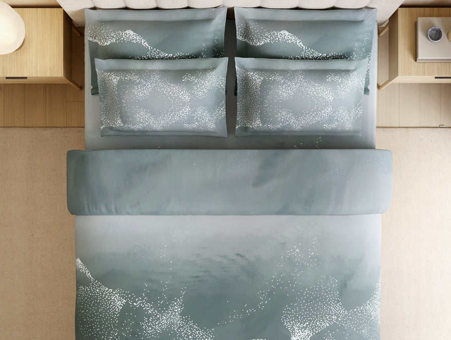 Luxury Alive 100% Cotton Large Bedsheet, 300 TC, Abstract, Light Teal