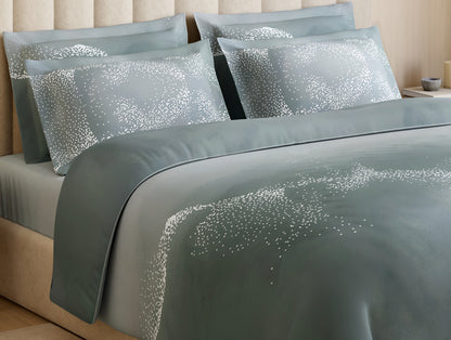 Luxury Alive 100% Cotton Large Bedsheet, 300 TC, Abstract, Light Teal