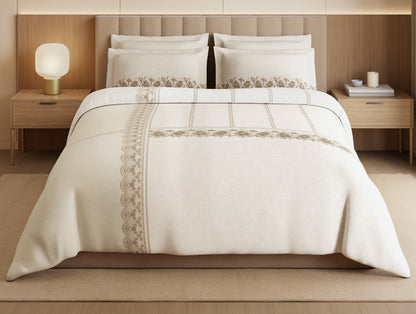 Luxury Alive 100% Cotton Large Bedsheet, 300 TC, Floral, White