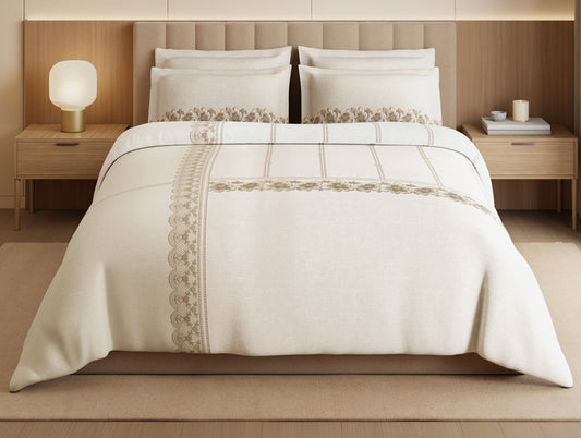 Luxury Alive 100% Cotton Large Bedsheet, 300 TC, Floral, White