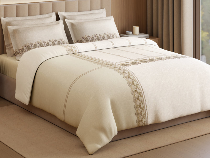 Luxury Alive 100% Cotton Large Bedsheet, 300 TC, Floral, White