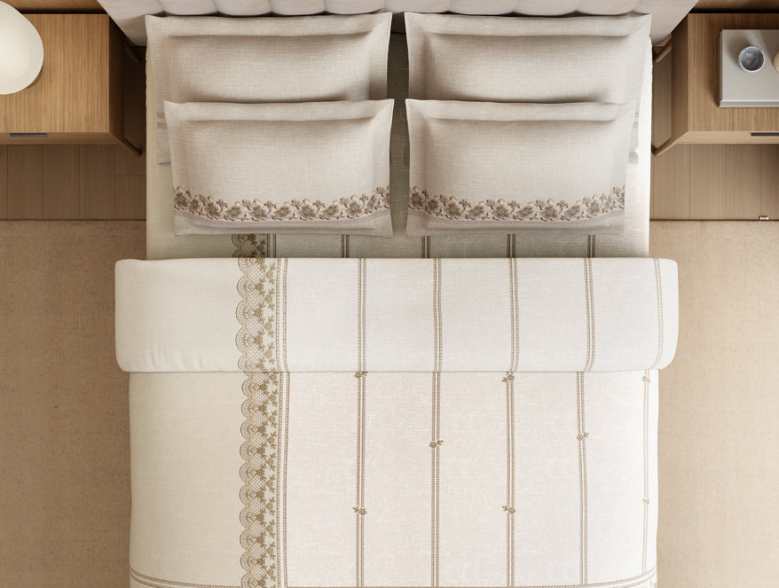 Luxury Alive 100% Cotton Large Bedsheet, 300 TC, Floral, White