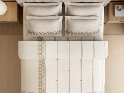 Luxury Alive 100% Cotton Large Bedsheet, 300 TC, Floral, White