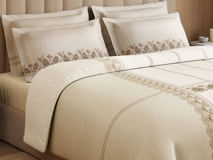 Luxury Alive 100% Cotton Large Bedsheet, 300 TC, Floral, White