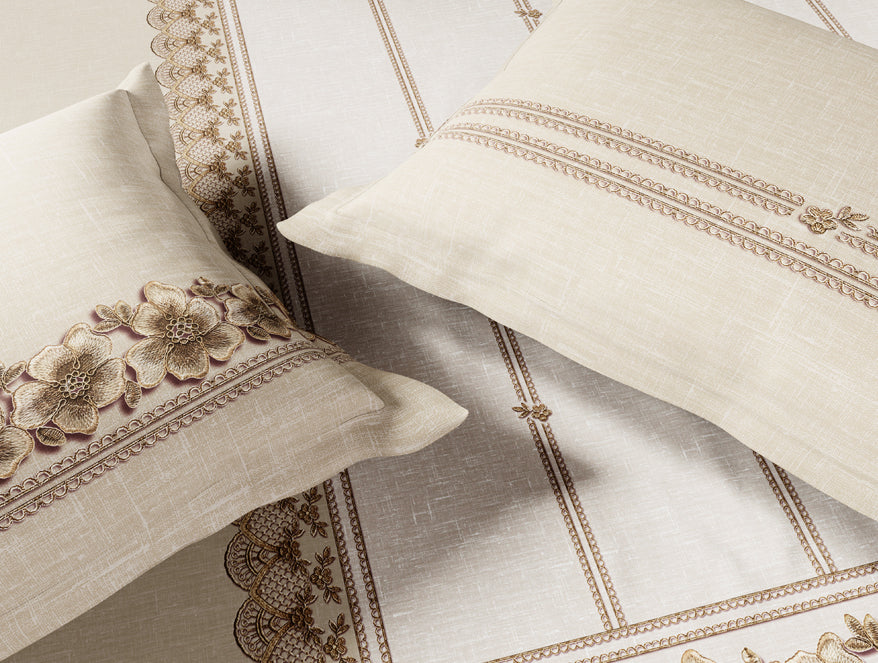 Luxury Alive 100% Cotton Large Bedsheet, 300 TC, Floral, White