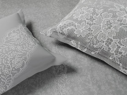 Luxury Alive 100% Cotton Large Bedsheet, 300 TC, Floral, Light Grey