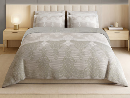 Luxury Alive 100% Cotton Large Bedsheet, 300 TC, Floral, Cream