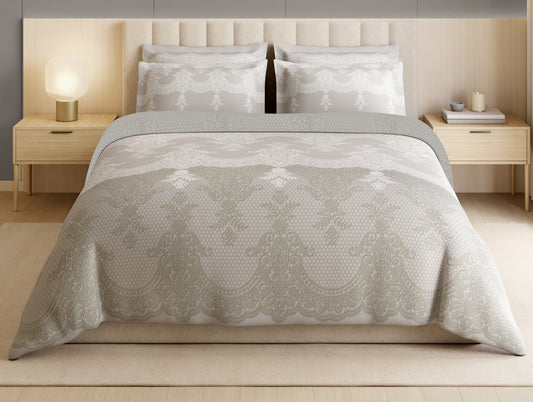 Luxury Alive 100% Cotton Large Bedsheet, 300 TC, Floral, Cream