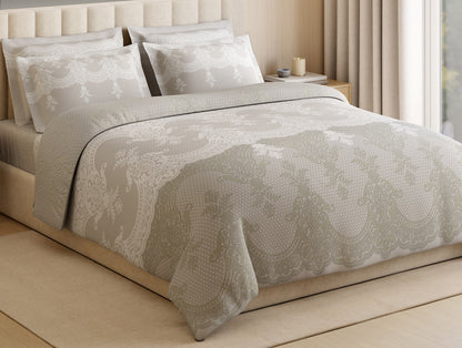 Luxury Alive 100% Cotton Large Bedsheet, 300 TC, Floral, Cream