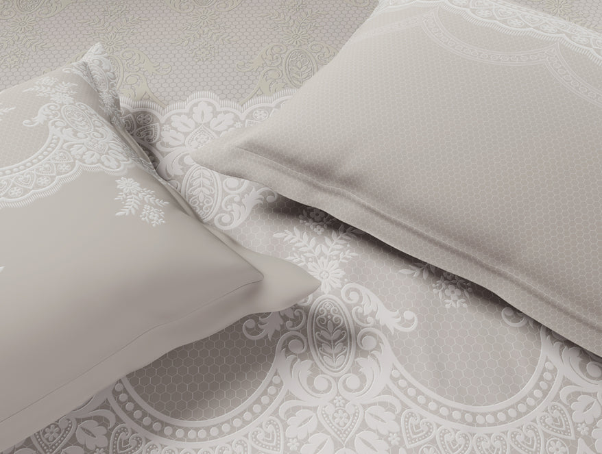 Luxury Alive 100% Cotton Large Bedsheet, 300 TC, Floral, Cream