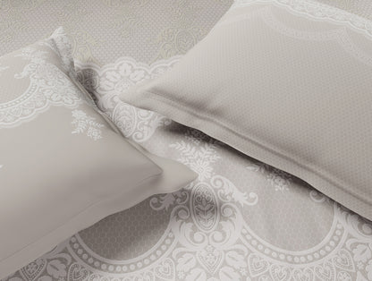 Luxury Alive 100% Cotton Large Bedsheet, 300 TC, Floral, Cream