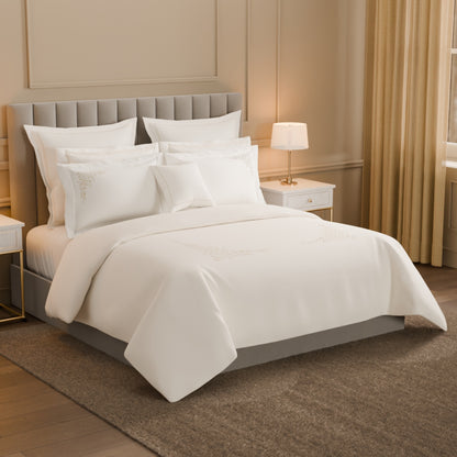 Luxury Celestia 100% Cotton Large Bedsheet, 800 TC, Embroidered, Cream