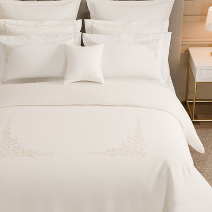 Luxury Celestia 100% Cotton Large Bedsheet, 800 TC, Embroidered, Cream