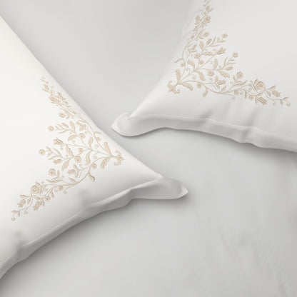 Luxury Celestia 100% Cotton Large Bedsheet, 800 TC, Embroidered, Cream