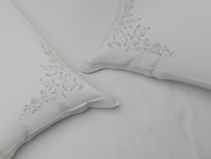 Luxury Celestia 100% Cotton Large Bedsheet, 800 TC, Embroidered, Light Grey