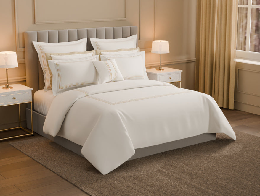 Luxury Aurora 100% Cotton Large Bedsheet, 800 TC, Embroidered, Cream