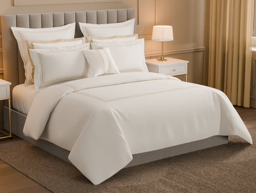 Luxury Aurora 100% Cotton Large Bedsheet, 800 TC, Embroidered, Cream