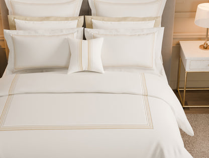 Luxury Aurora 100% Cotton Large Bedsheet, 800 TC, Embroidered, Cream