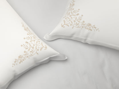 Luxury Celestia 100% Cotton Double Duvet Cover, 800 TC, Embroidered, Cream