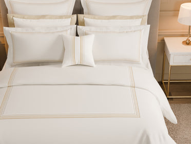 Luxury Aurora 100% Cotton Double Duvet Cover, 800 TC, Embroidered, Cream