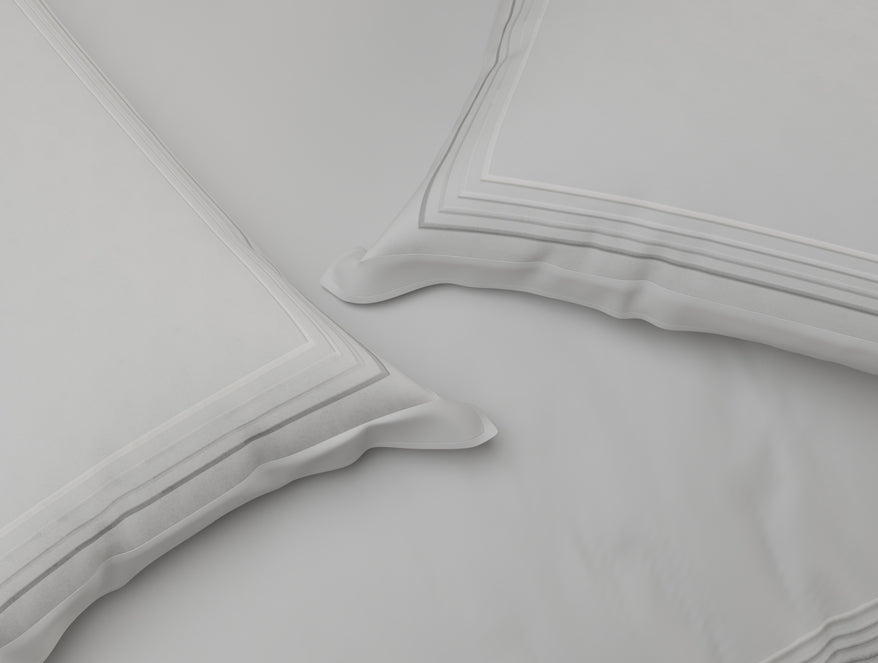 Luxury Aurora 100% Cotton Double Duvet Cover, 800 TC, Embroidered, Light Grey